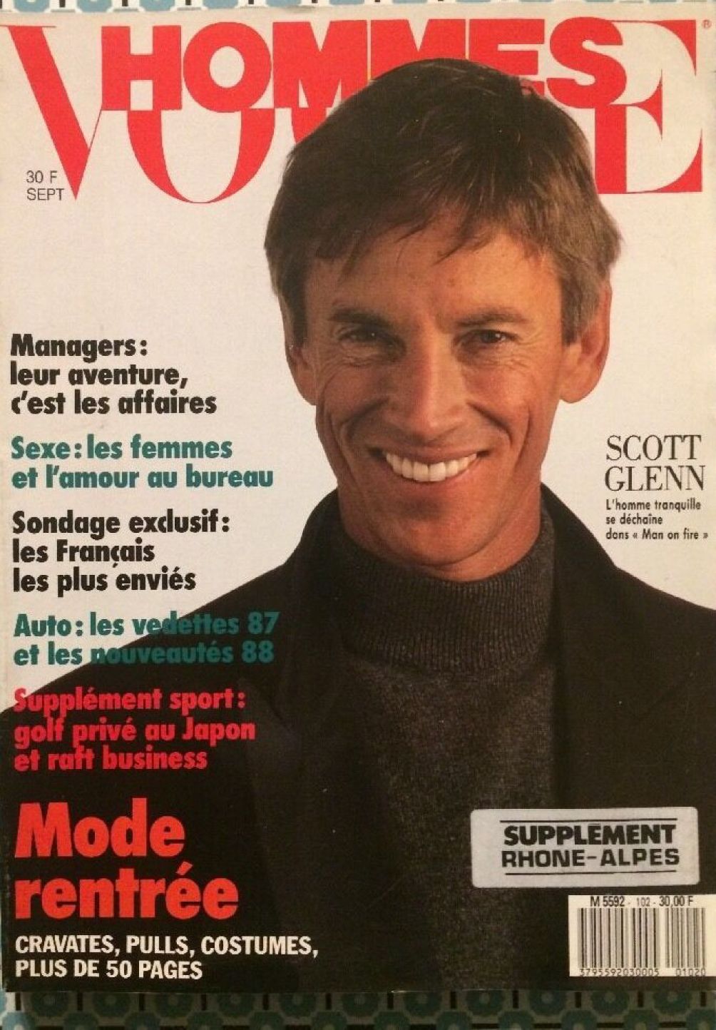 VOGUE HOMMES magazine side cover Issue 102  September 1987