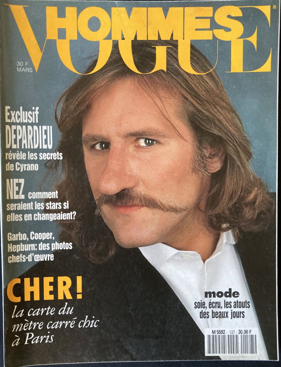 VOGUE HOMMES magazine side cover Issue 127  March 1990