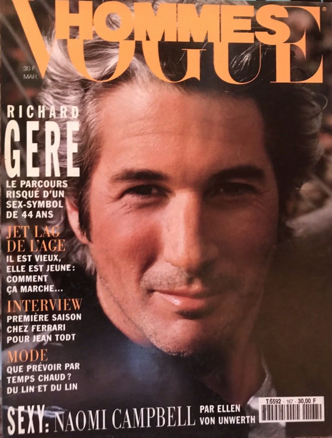 VOGUE HOMMES magazine side cover Issue 167  March 1994
