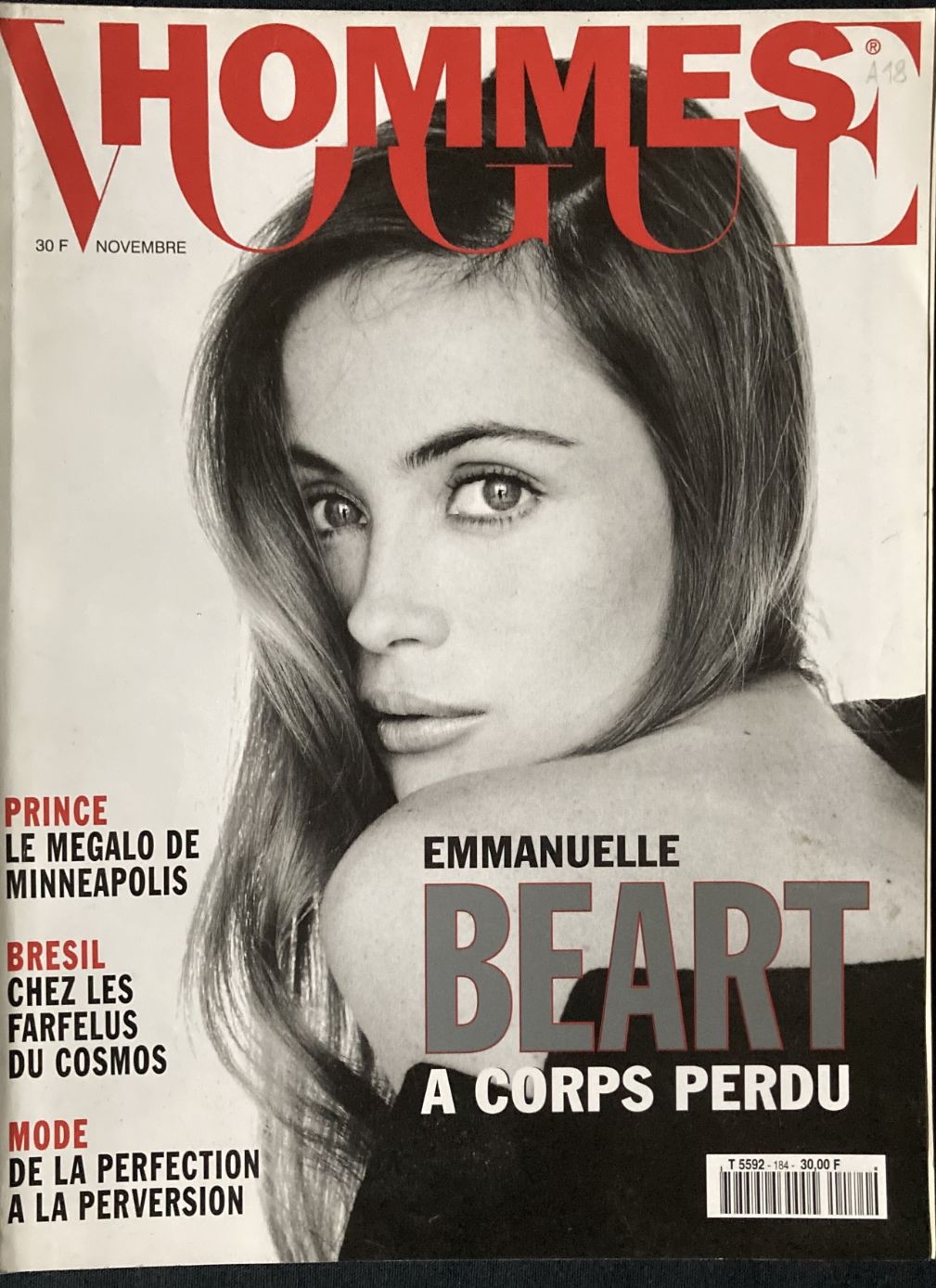 VOGUE HOMMES magazine side cover Issue 184  November 1995