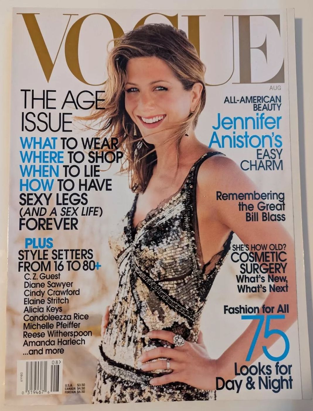 VOGUE USA magazine side cover  August 2002