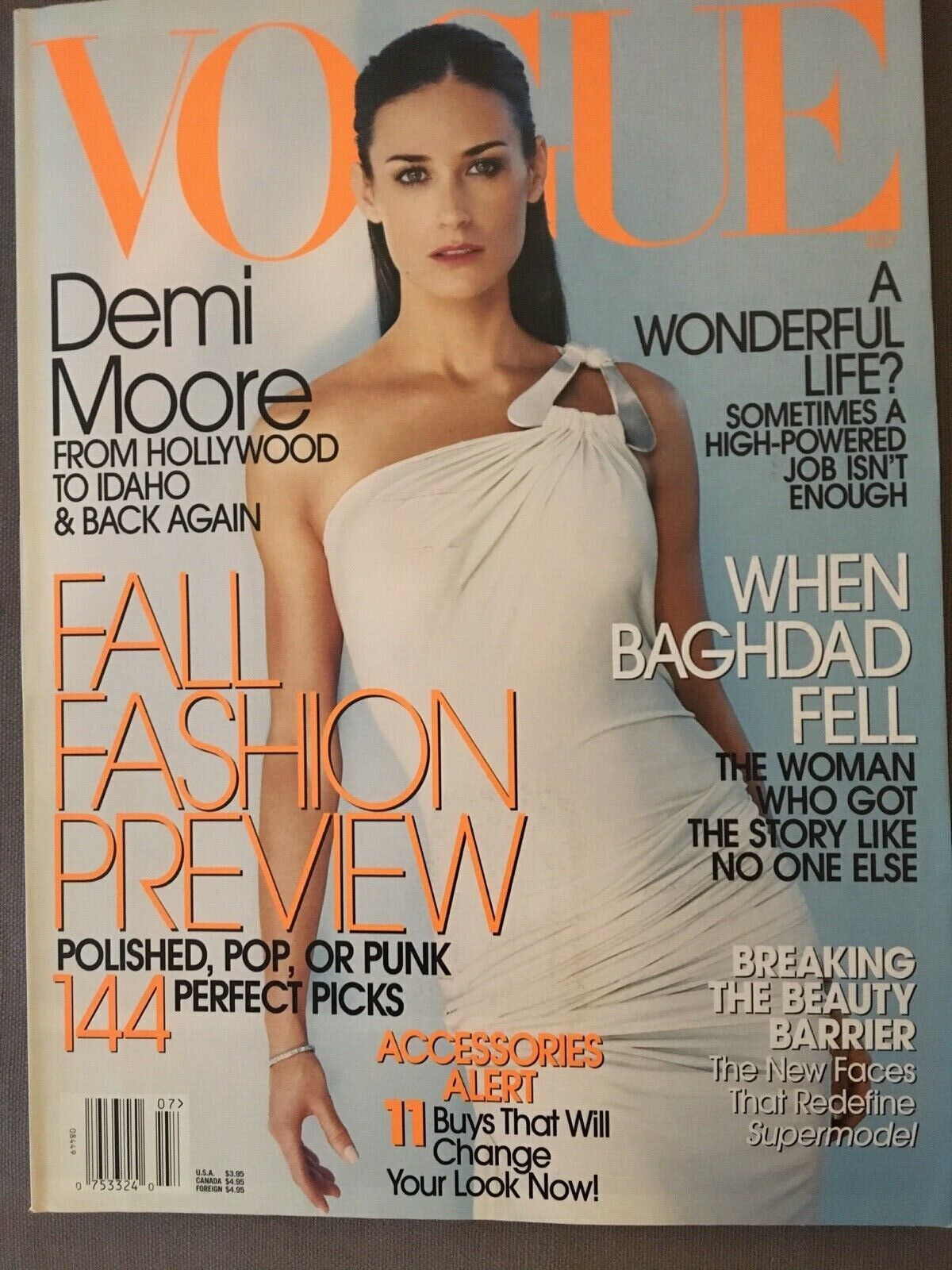 VOGUE USA magazine side cover  July 2003