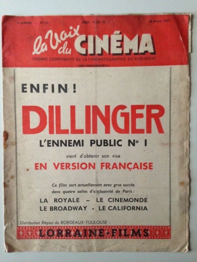 VOIX DU CINEMA | LA magazine side cover Issue 23 20 March 1947