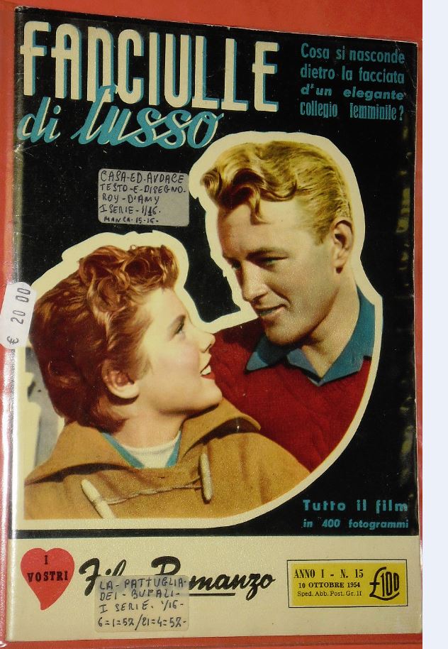 I VOSTRI FILM-ROMANZO magazine side cover Issue 15 10 October 1954