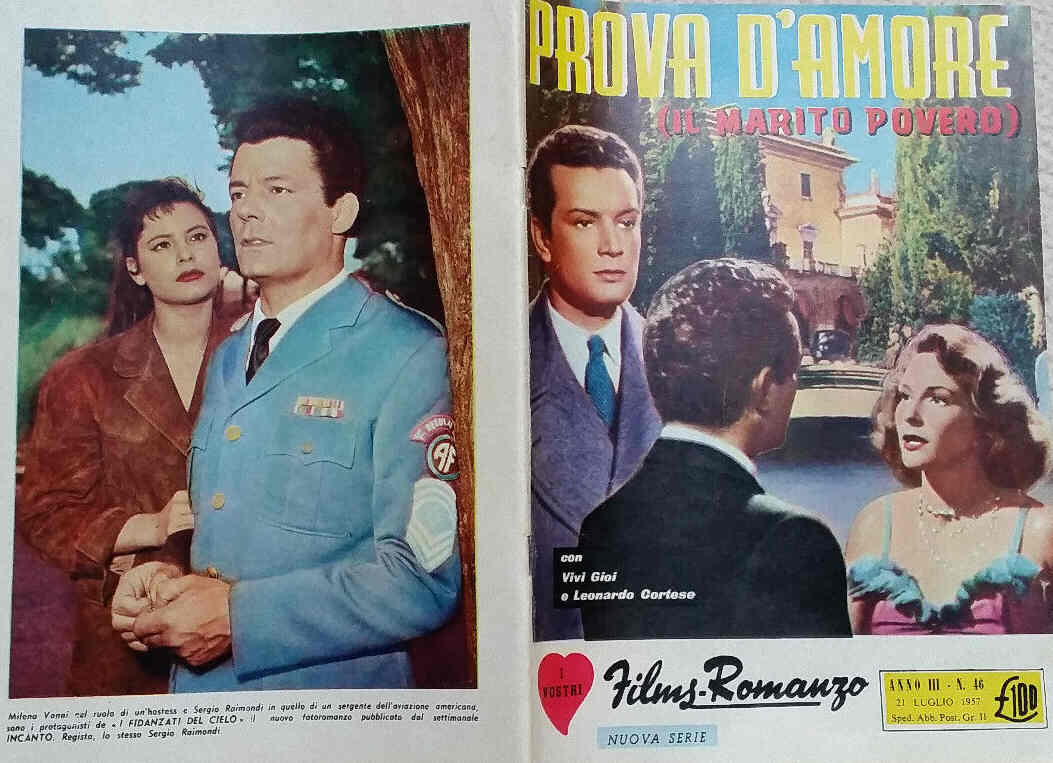 I VOSTRI FILM-ROMANZO magazine side cover Issue 46 21 July 1957