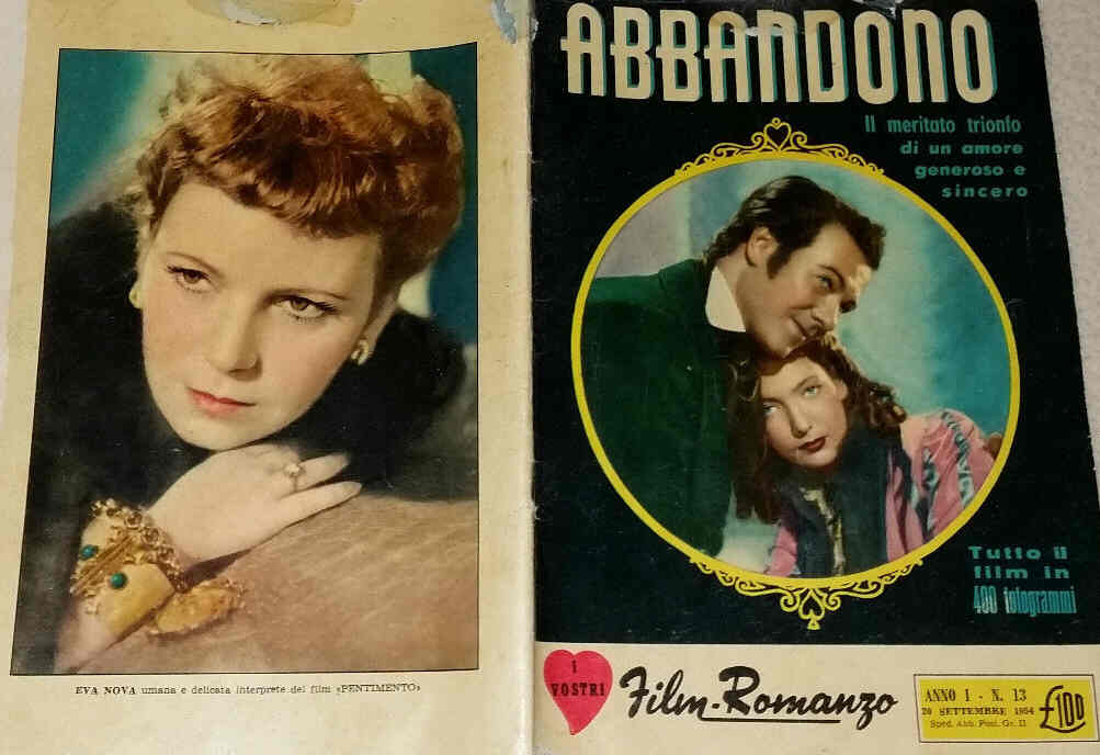 I VOSTRI FILM-ROMANZO magazine side cover Issue 13 20 September 1954