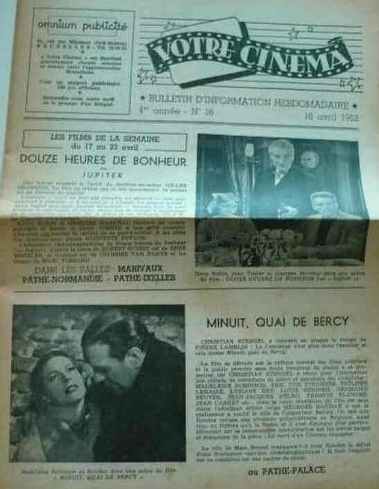 VOTRE CINEMA magazine side cover Issue 16 16 April 1953