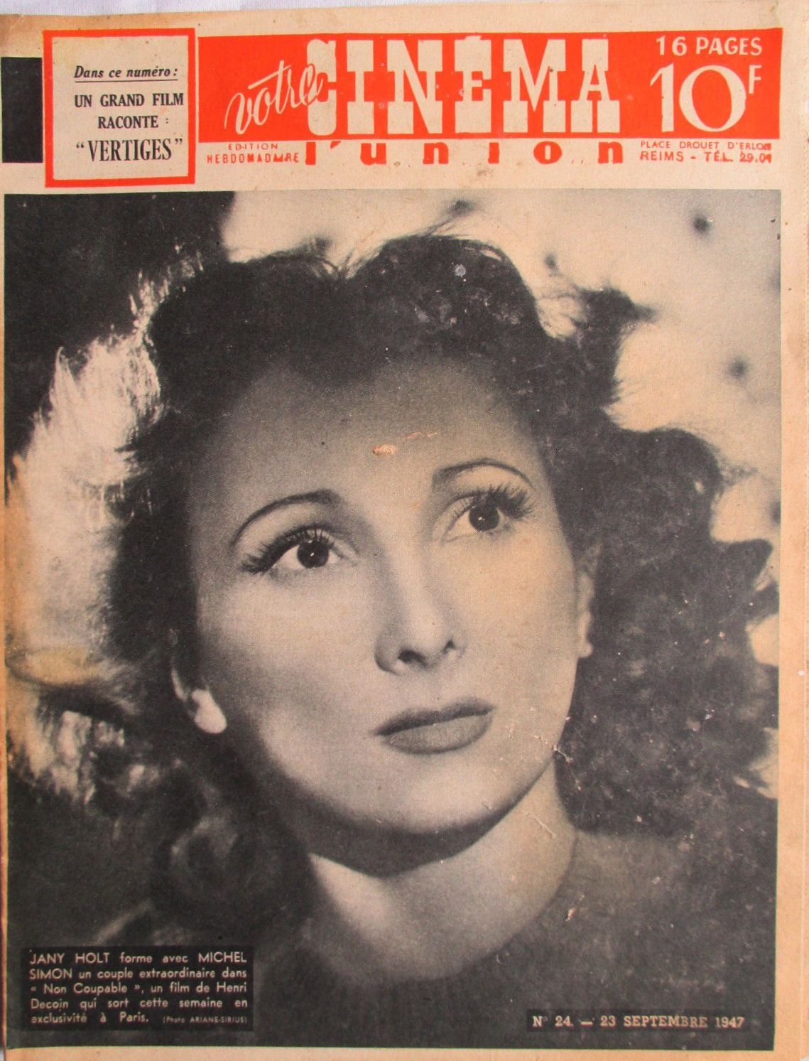 VOTRE CINEMA magazine side cover Issue 24 23 September 1947
