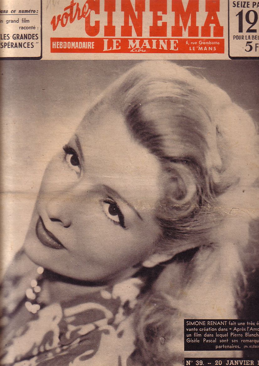 VOTRE CINEMA magazine side cover Issue 39 20 January 1948