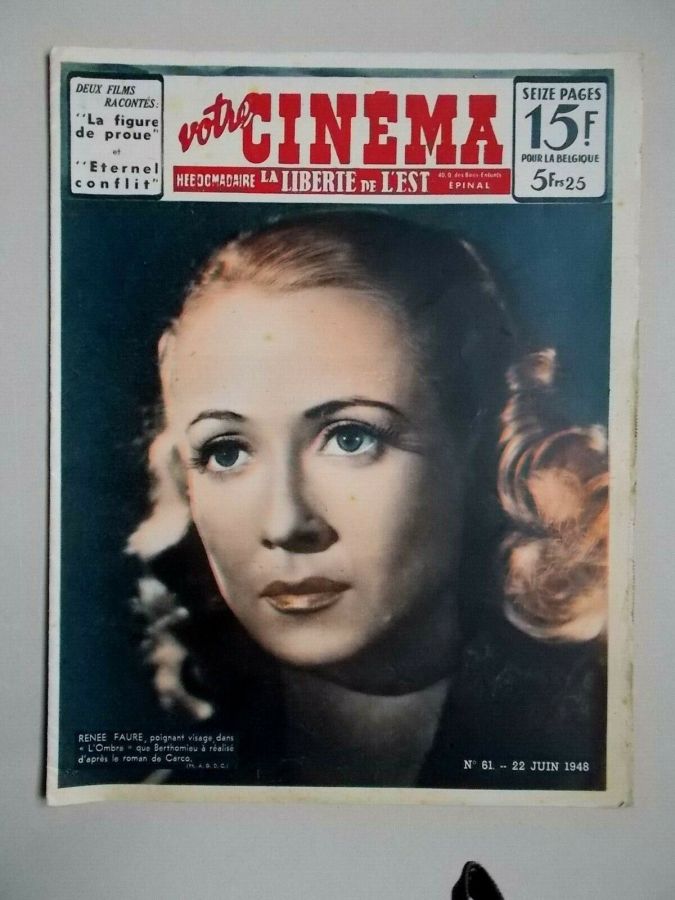 VOTRE CINEMA magazine side cover Issue 61 22 June 1948