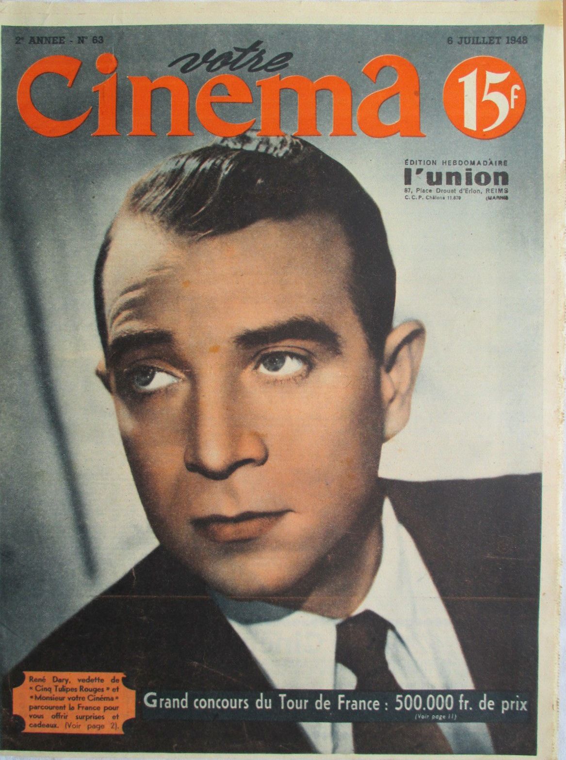 VOTRE CINEMA magazine side cover Issue 63 6 July 1948