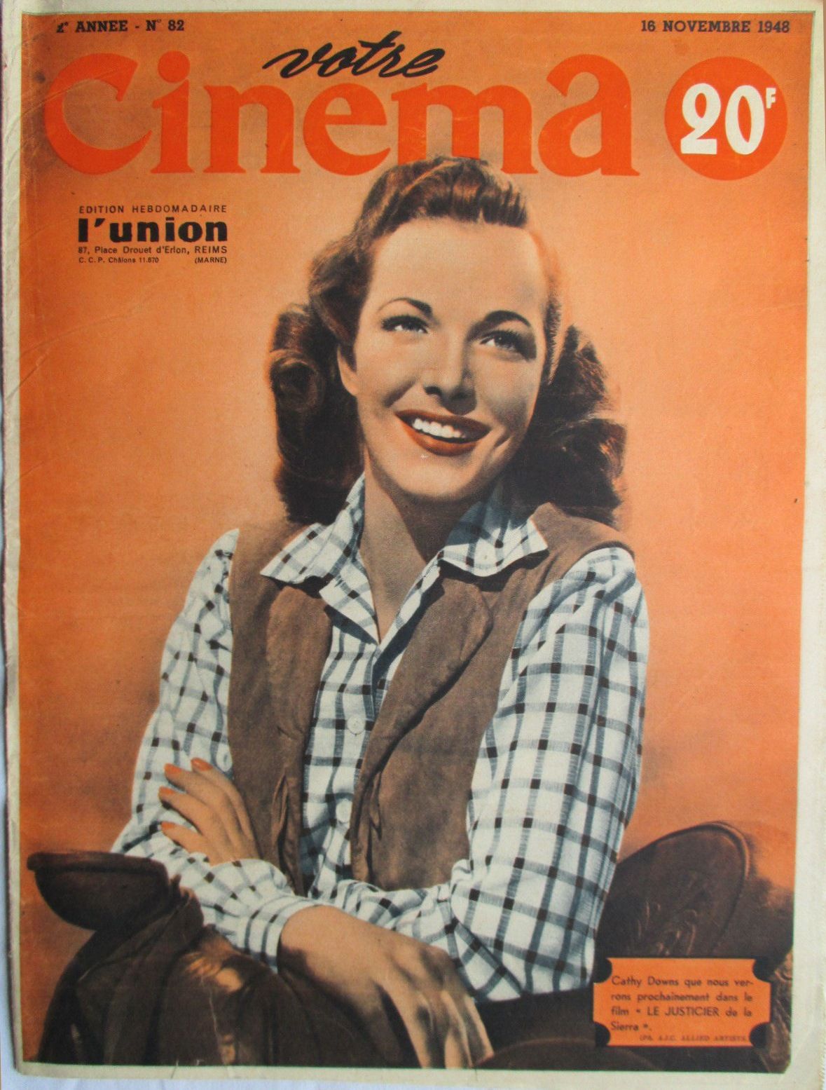 VOTRE CINEMA magazine side cover Issue 82 16 November 1948