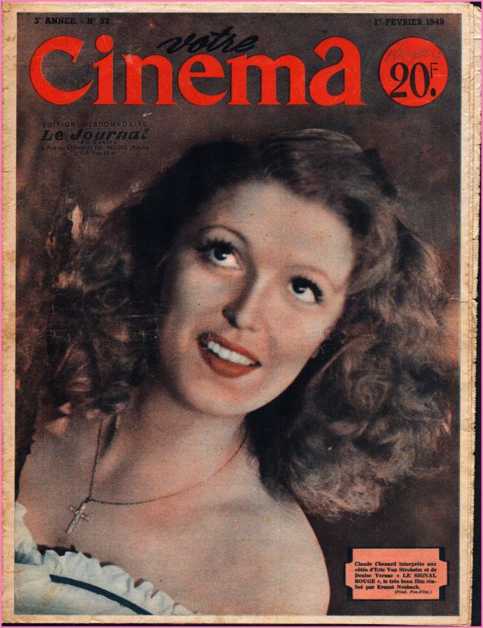 VOTRE CINEMA magazine side cover Issue 93 1 February 1949