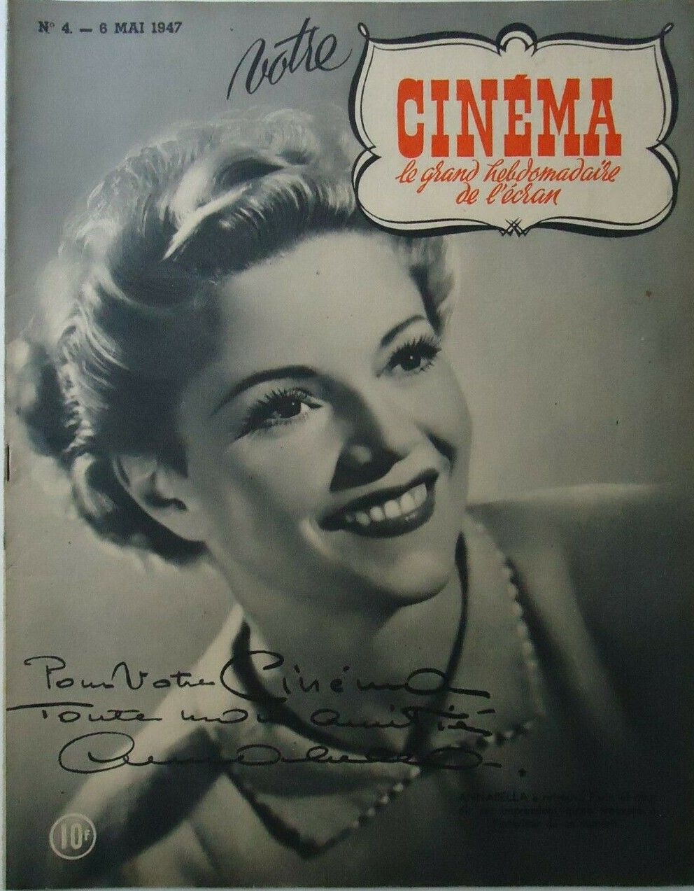 VOTRE CINEMA magazine side cover Issue 4 6 May 1947