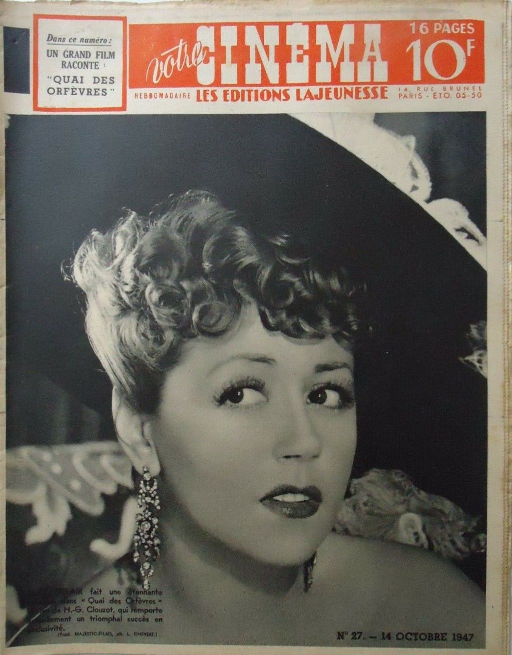 VOTRE CINEMA magazine side cover Issue 27 14 October 1947