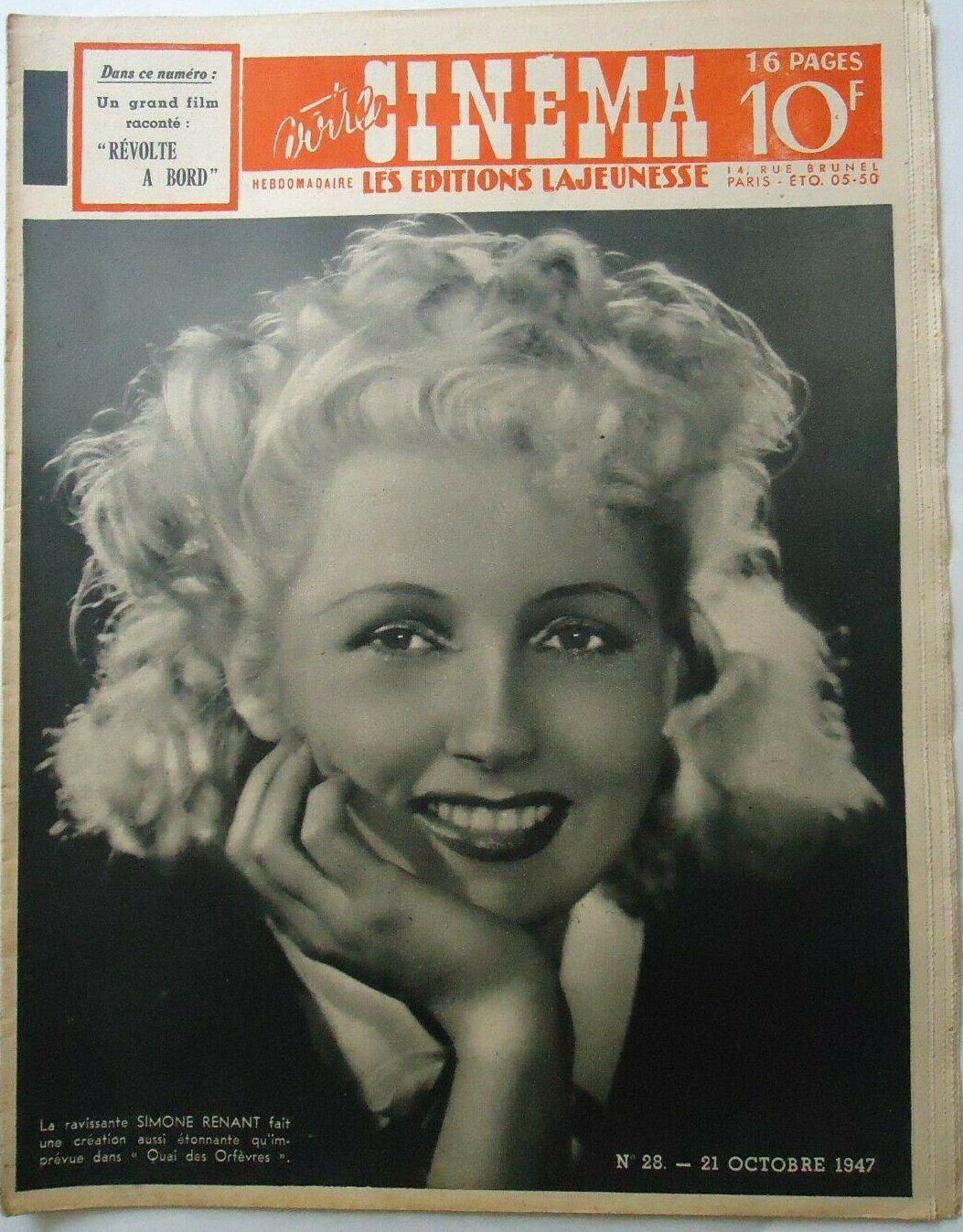 VOTRE CINEMA magazine side cover Issue 28 21 October 1947