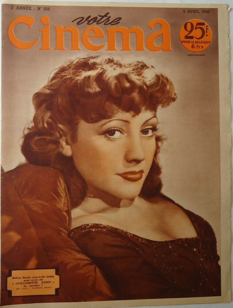 VOTRE CINEMA magazine side cover Issue 102 5 April 1949