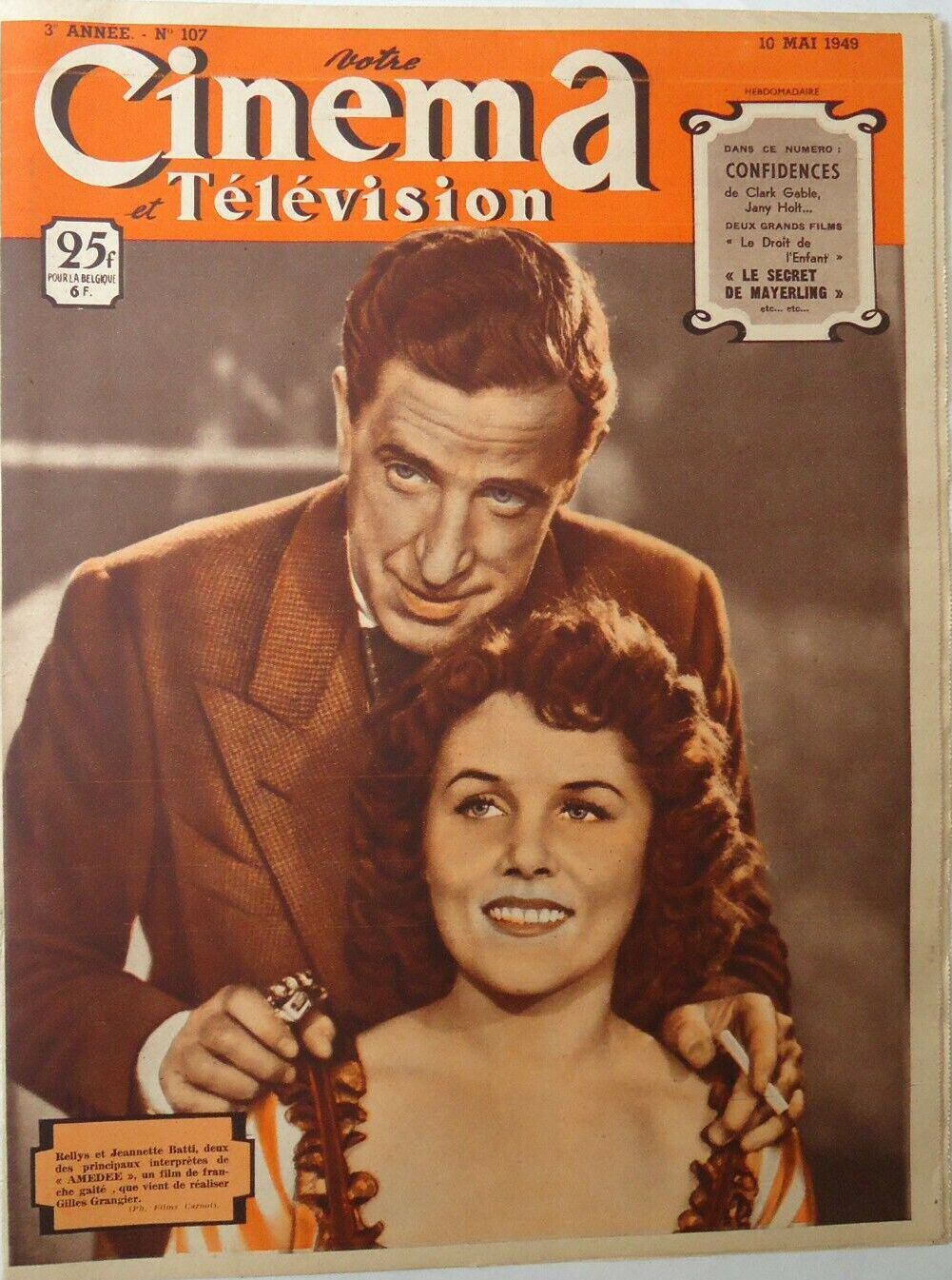 VOTRE CINEMA magazine side cover Issue 107 10 May 1949