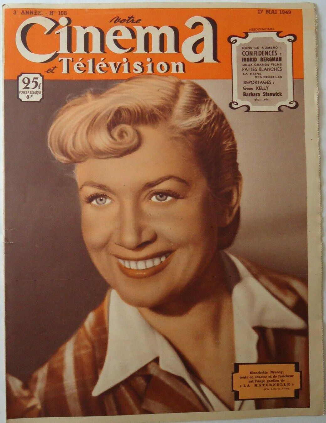 VOTRE CINEMA magazine side cover Issue 108 17 May 1949