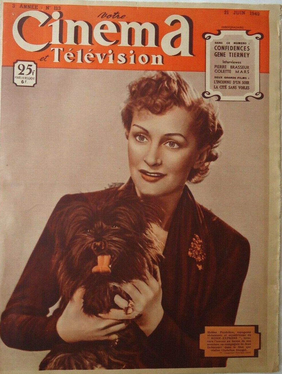 VOTRE CINEMA magazine side cover Issue 113 21 June 1949