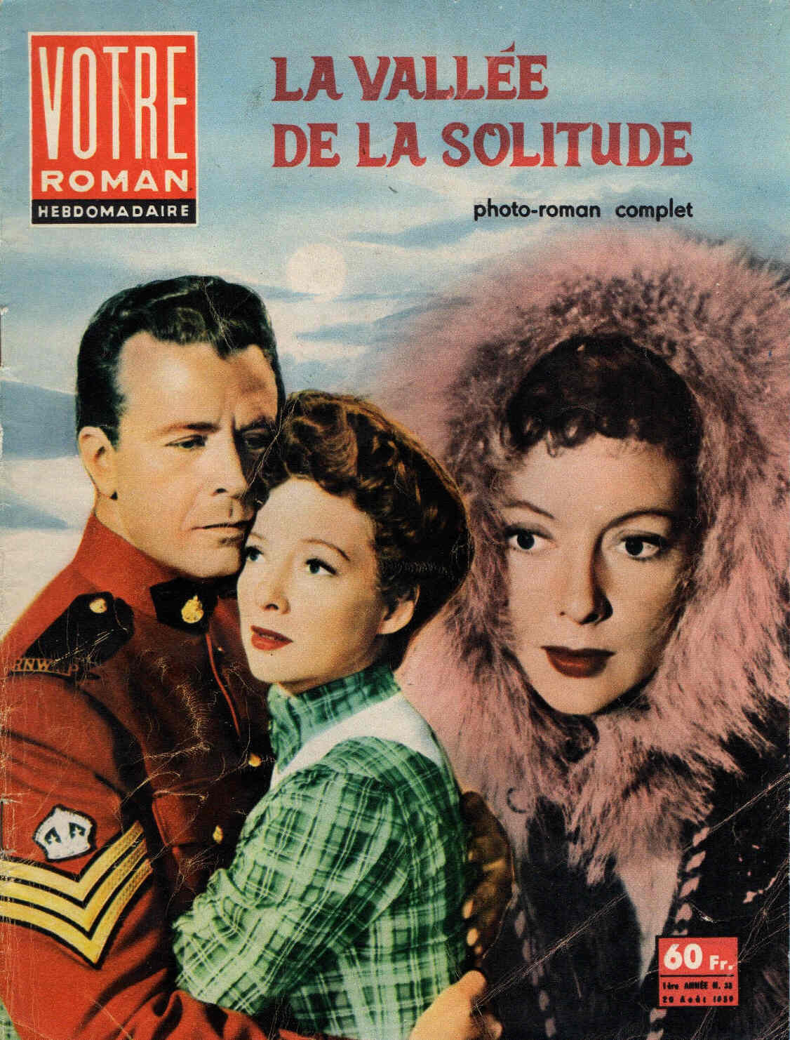 VOTRE ROMAN magazine side cover Issue 33 20 August 1959