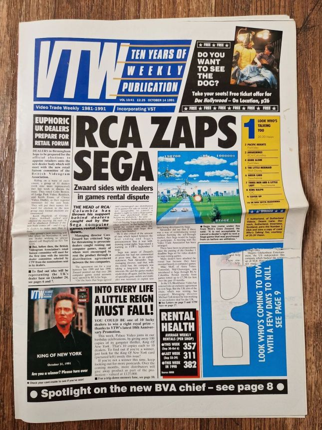 VIDEO TRADE WEEKLY magazine side cover 14 October 1991