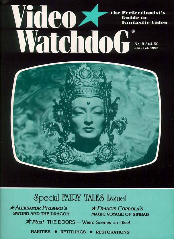 VIDEO WATCHDOG magazine side cover Issue 9 January-February 1992