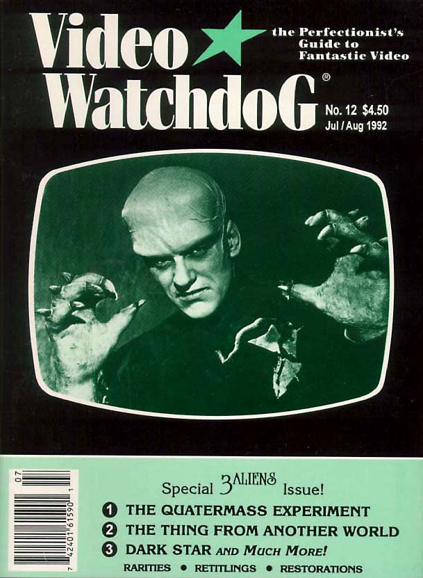 VIDEO WATCHDOG magazine side cover Issue 12 July-August 1992