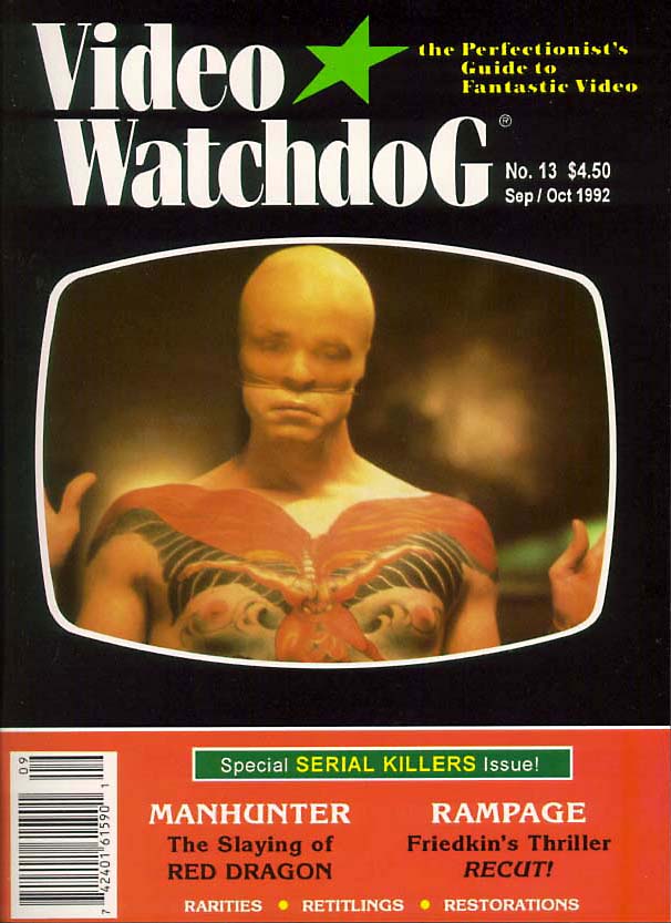 VIDEO WATCHDOG magazine side cover Issue 13 September-October 1992