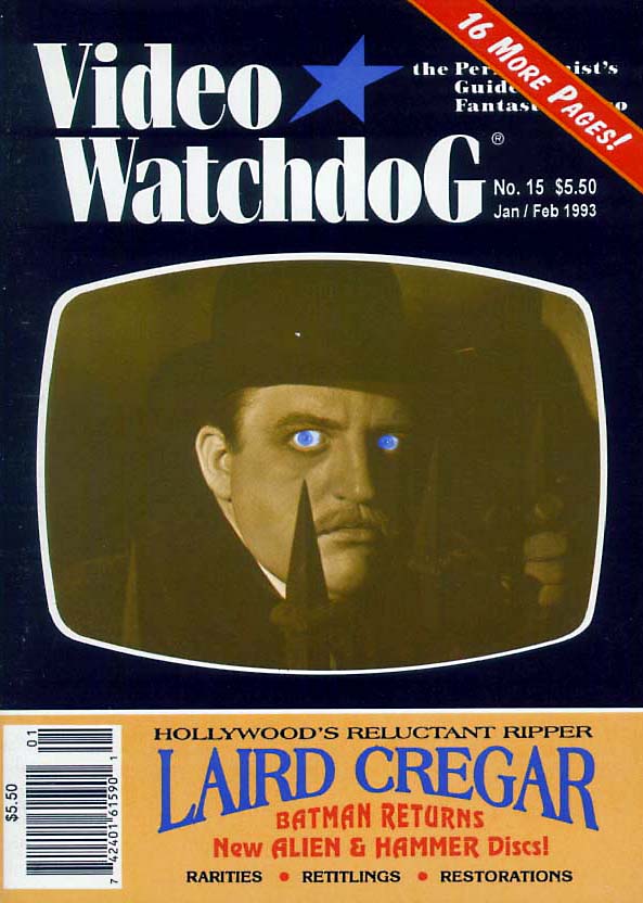 VIDEO WATCHDOG magazine side cover Issue 15 January-February 1993