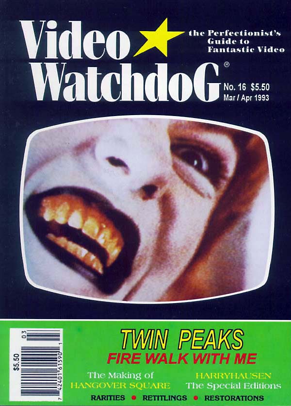 VIDEO WATCHDOG magazine side cover Issue 16 March-April 1993