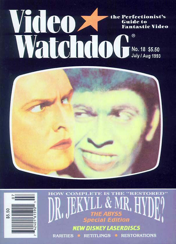 VIDEO WATCHDOG magazine side cover Issue 18 July-August 1993