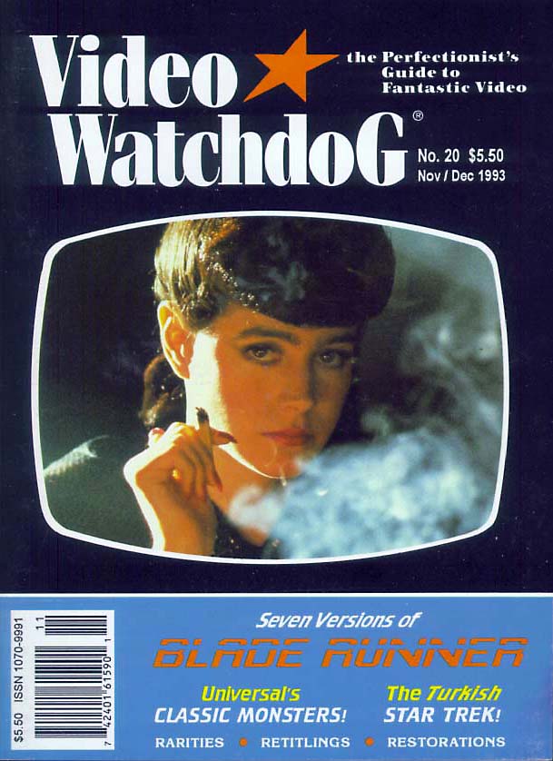 VIDEO WATCHDOG magazine side cover Issue 20 November-December 1993