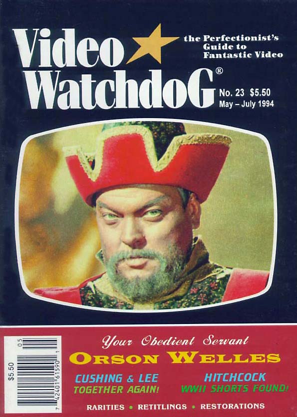 VIDEO WATCHDOG magazine side cover Issue 23 May-July 1994