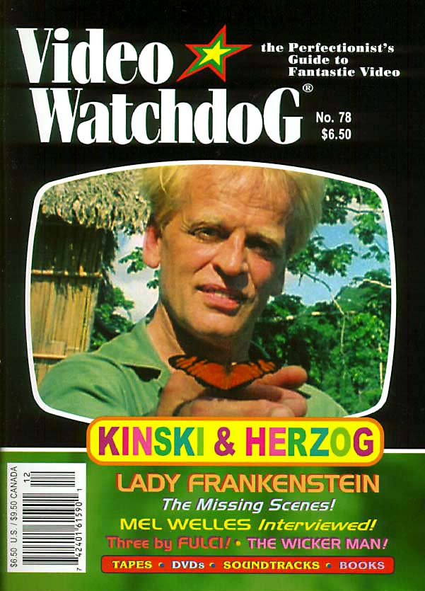 VIDEO WATCHDOG magazine side cover Issue 78 December 2001
