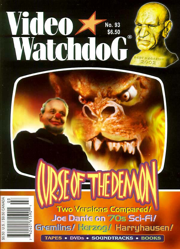 VIDEO WATCHDOG magazine side cover Issue 93 March 2003