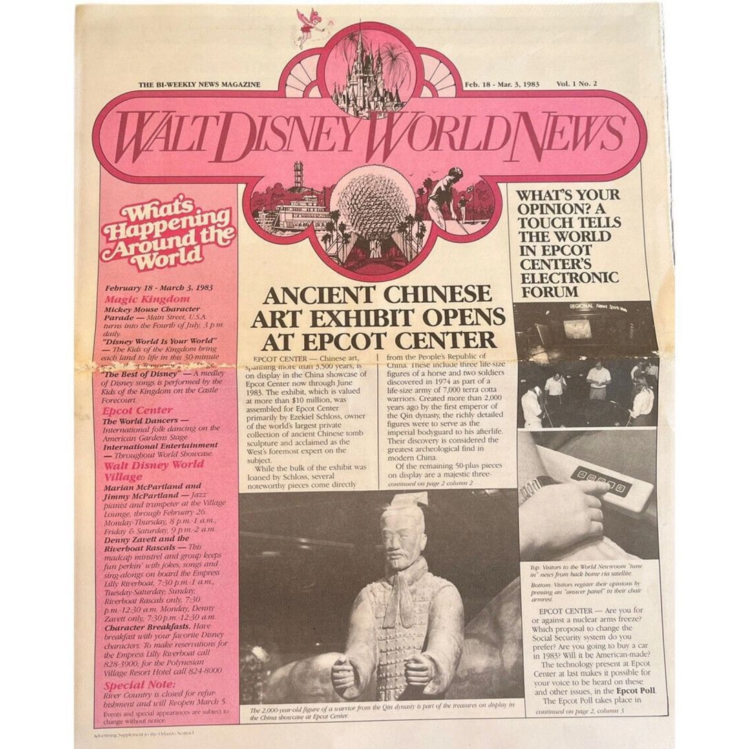 WALT DISNEY WORLD NEWS magazine side cover Issue 2 18 February 1983