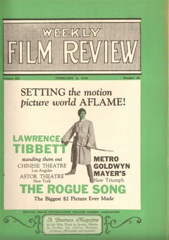 WEEKLY FILM REVIEW magazine side cover 4 February 1930