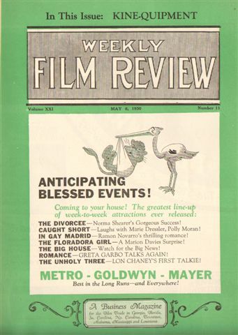 WEEKLY FILM REVIEW magazine side cover 6 May 1930