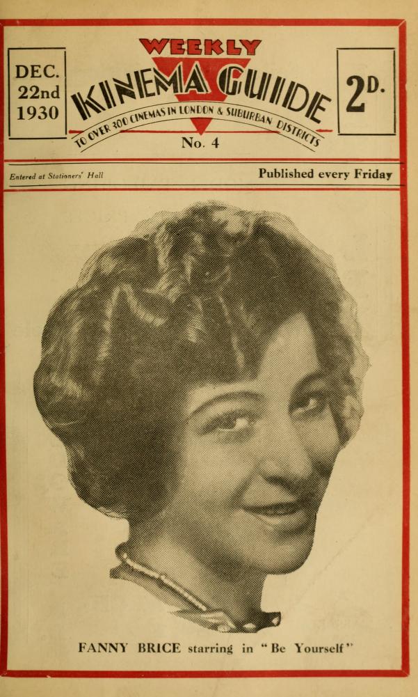 WEEKLY KINEMA GUIDE magazine side cover Issue 4 22 December 1930