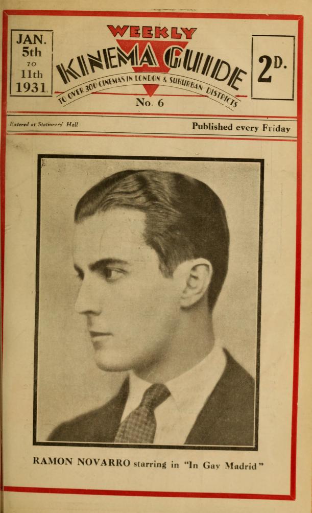 WEEKLY KINEMA GUIDE magazine side cover Issue 6 5 January 1931
