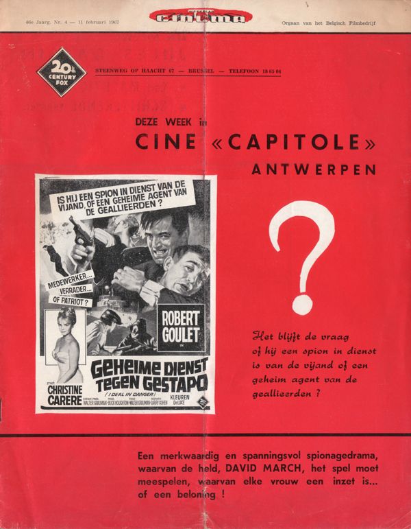 WEEKBLAD CINEMA magazine side cover Vol 46 # 4 - 11 February 1967