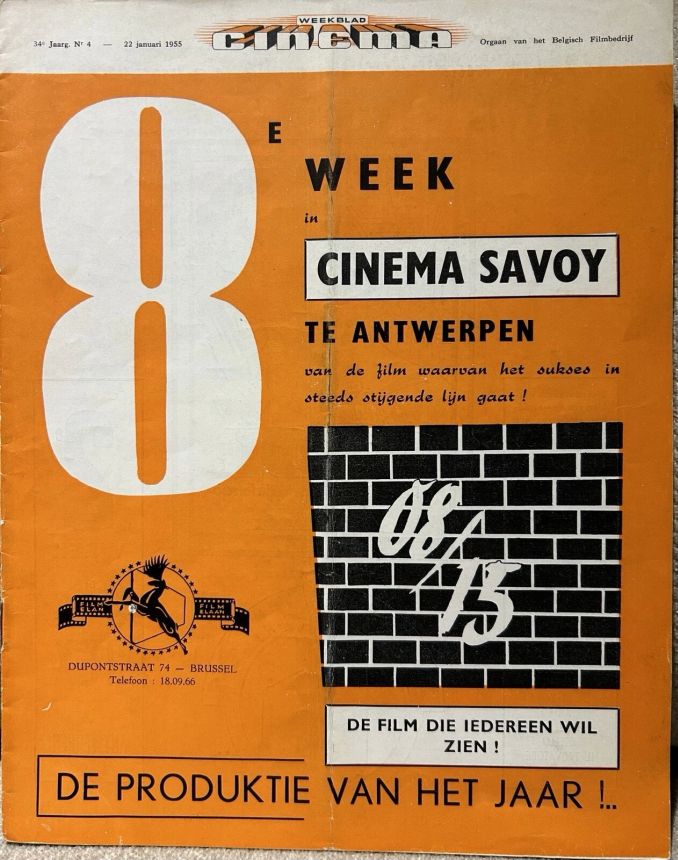 WEEKBLAD CINEMA magazine side cover 22 January 1955