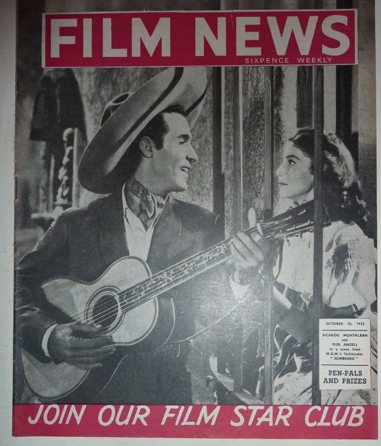 WEEKLY FILM NEWS/FILM NEWS magazine side cover 10 October 1953