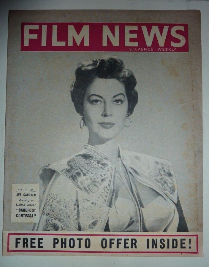 WEEKLY FILM NEWS/FILM NEWS magazine side cover 27 November 1954