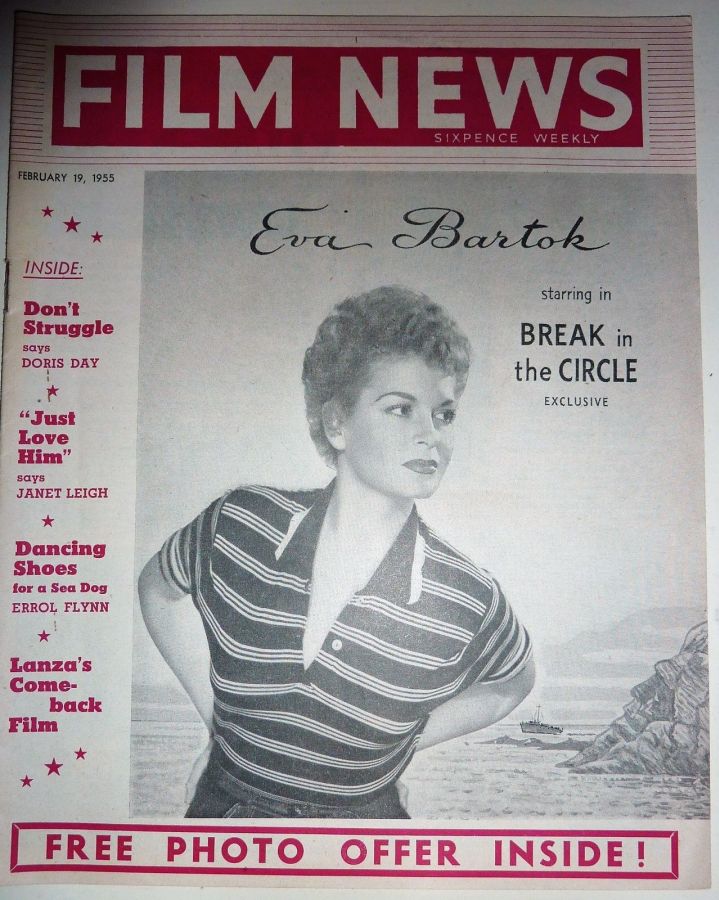 WEEKLY FILM NEWS/FILM NEWS magazine side cover 19 February 1955