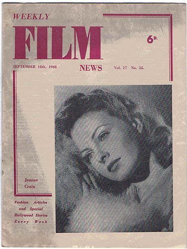 WEEKLY FILM NEWS/FILM NEWS magazine side cover 18 September 1948