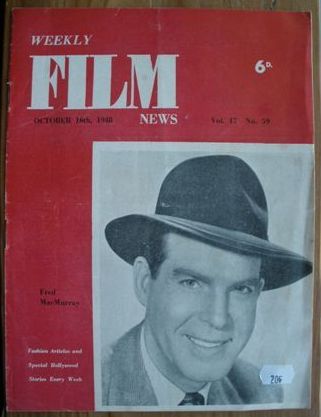 WEEKLY FILM NEWS/FILM NEWS magazine side cover 16 October 1948