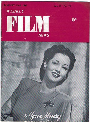 WEEKLY FILM NEWS/FILM NEWS magazine side cover 22 January 1949