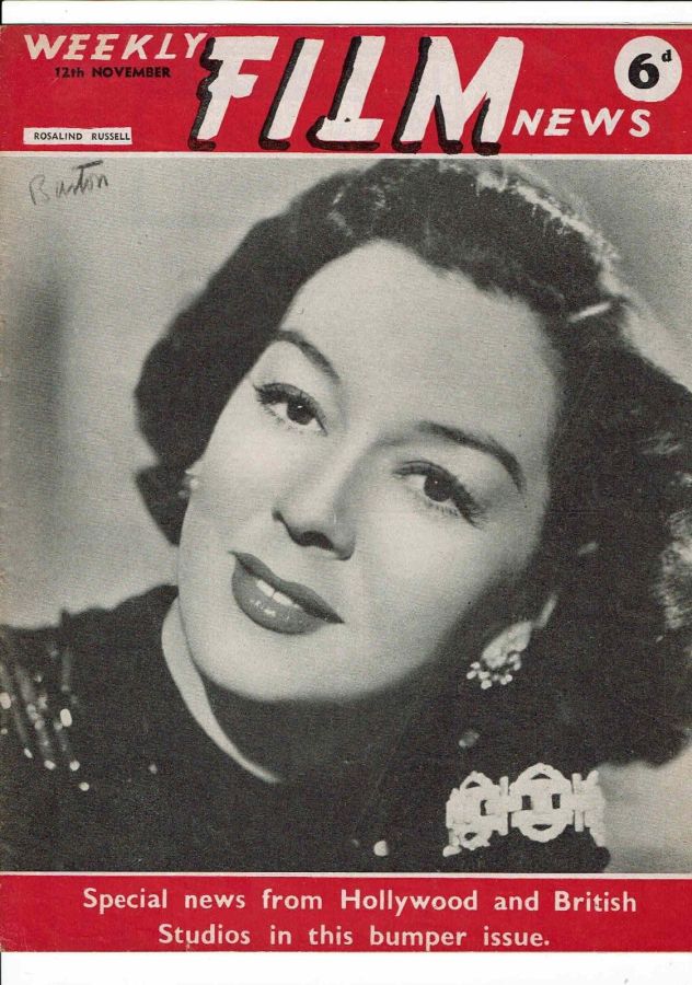 WEEKLY FILM NEWS/FILM NEWS magazine side cover 12 November 1948